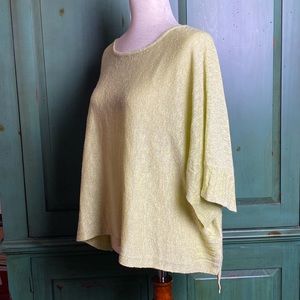 Anthropologie Alicia Shimmer Boxy Pullover Sweater Metallic Yellow Green Small